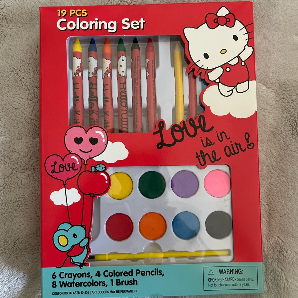 Hello Kitty Coloring Set with Red and Pink Accents